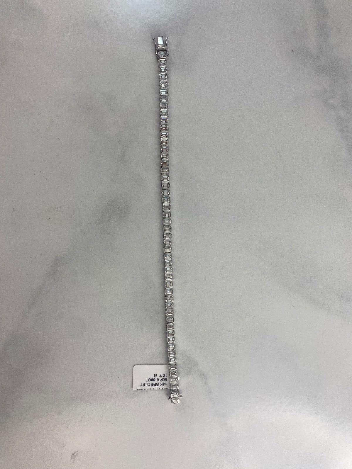 8.68CT Emerald Diamond Tennis Bracelet 14K White Gold Bezel Natural Certified1
