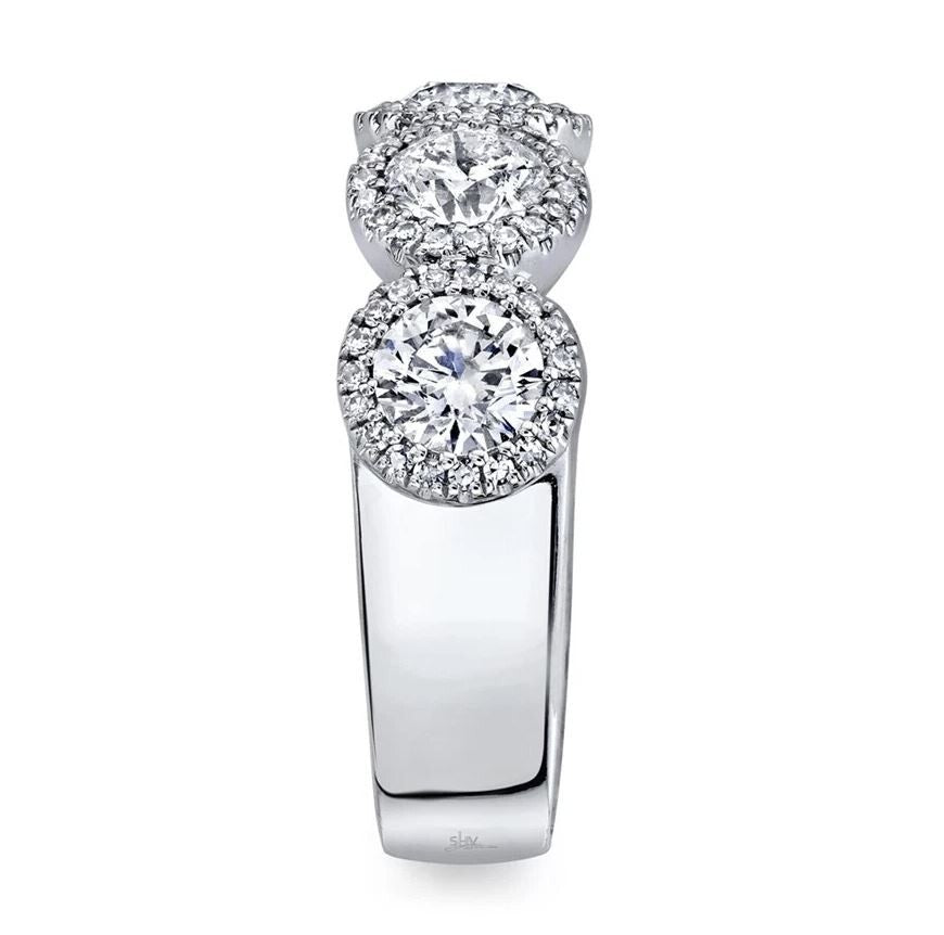 Diamond Engagement Anniversary Ring 14K White Gold Wedding Band 5 Stone 2.28CTW6