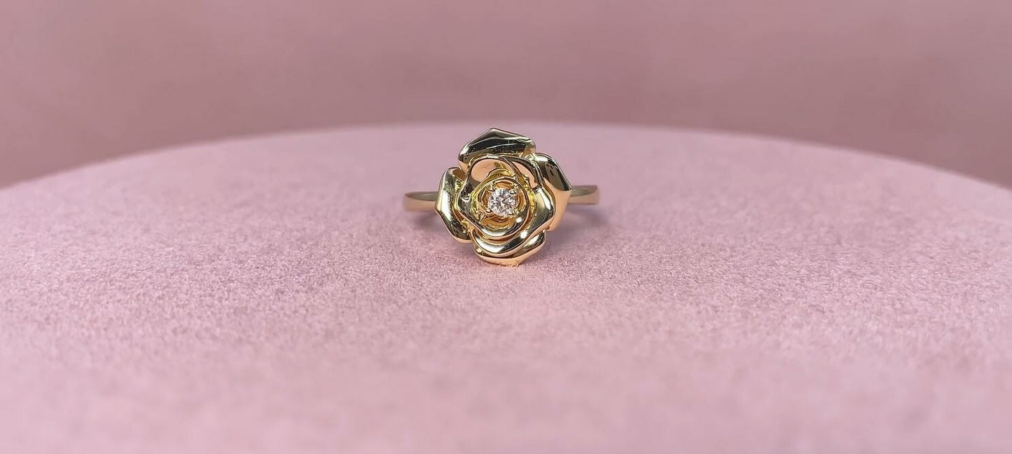 Flower Diamond Ring 14K Rose Gold Floral 0.07CT Round Natural Certified4