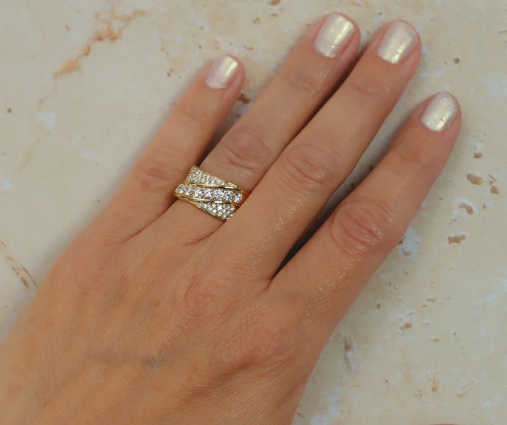 Diamond Cocktail Ring 14K Yellow Gold 1.16 CT Natural Certified Right Hand1