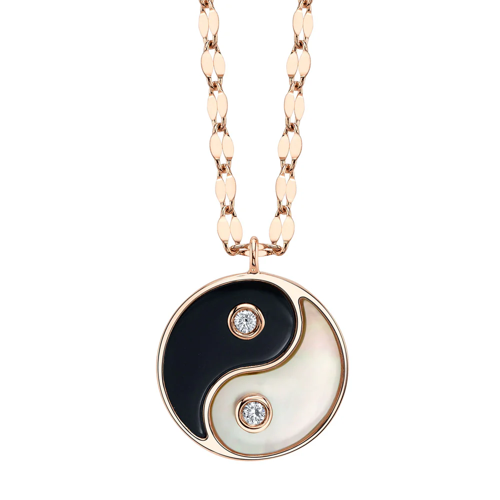 Diamond Yin Yang Necklace 14K Gold Mother of Pearl Black Onyx 1.40CTW Natural3