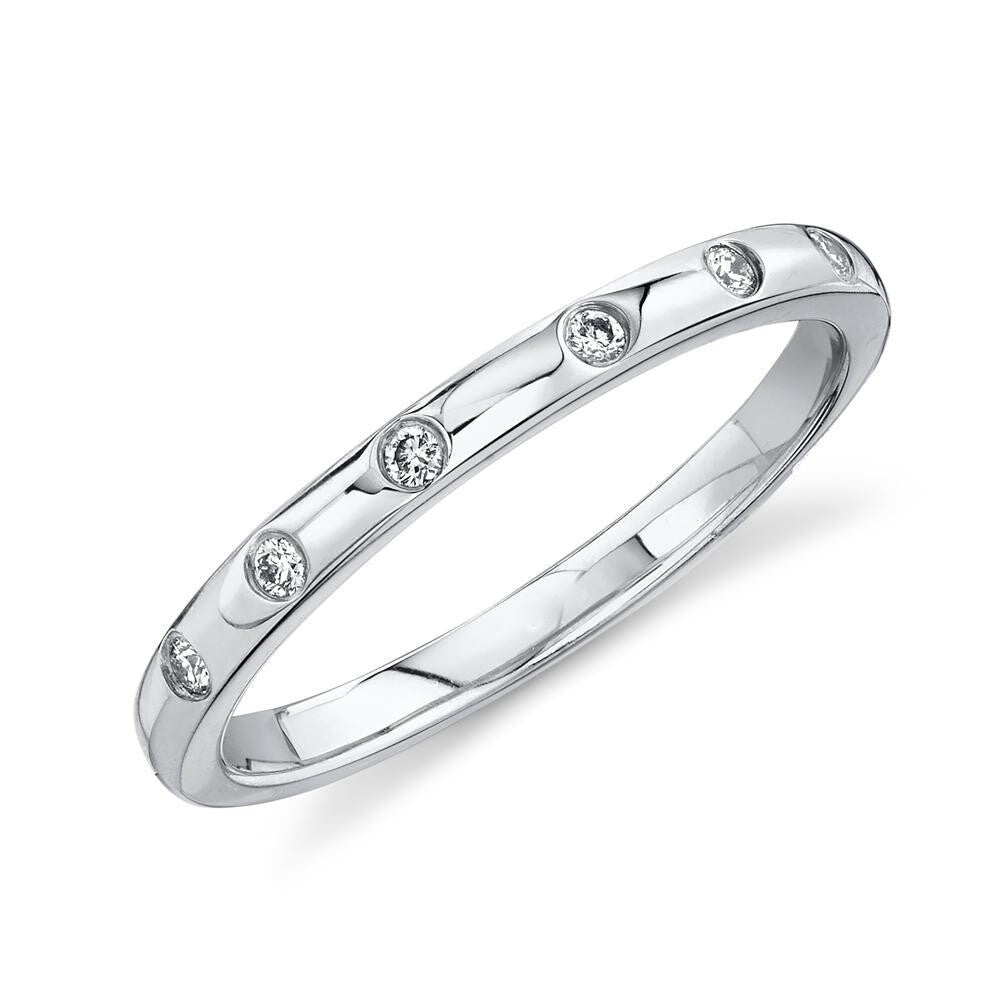 14KT Yellow Gold Diamond Band Wedding Ring Bezel Set Anniversary 2 MM 0.07 CT2