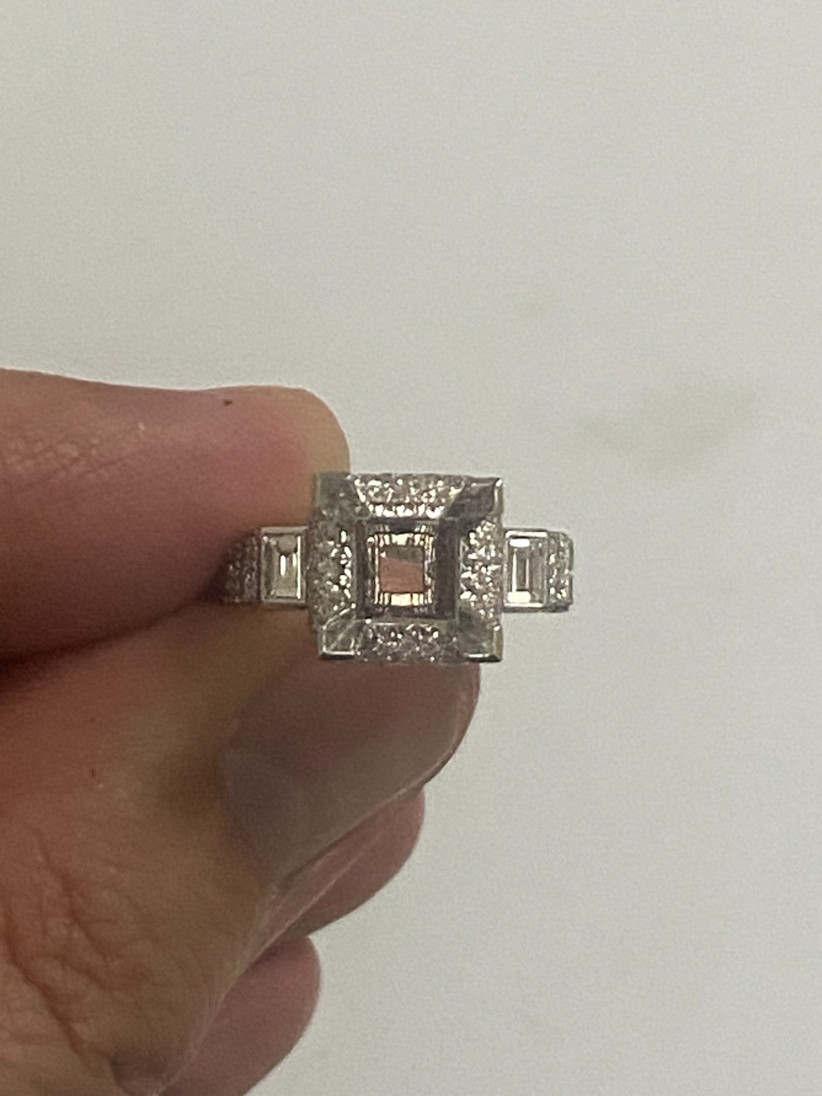 5.5 MM Princess Diamond Semi Mount Ring Setting 18K White Gold Engagement 2.30CT2