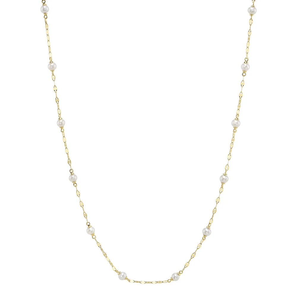 Cultured Pearl Station Necklace 14K White Gold By The Yard Natural Sparkle chain2