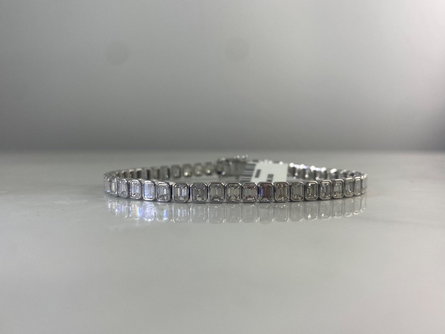 8.68CT Emerald Diamond Tennis Bracelet 14K White Gold Bezel Natural Certified3