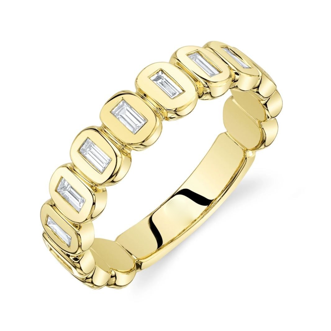 14K Yellow Gold Baguette Diamond Wedding Band Ring Bezel Set Natural 0.34CTW0