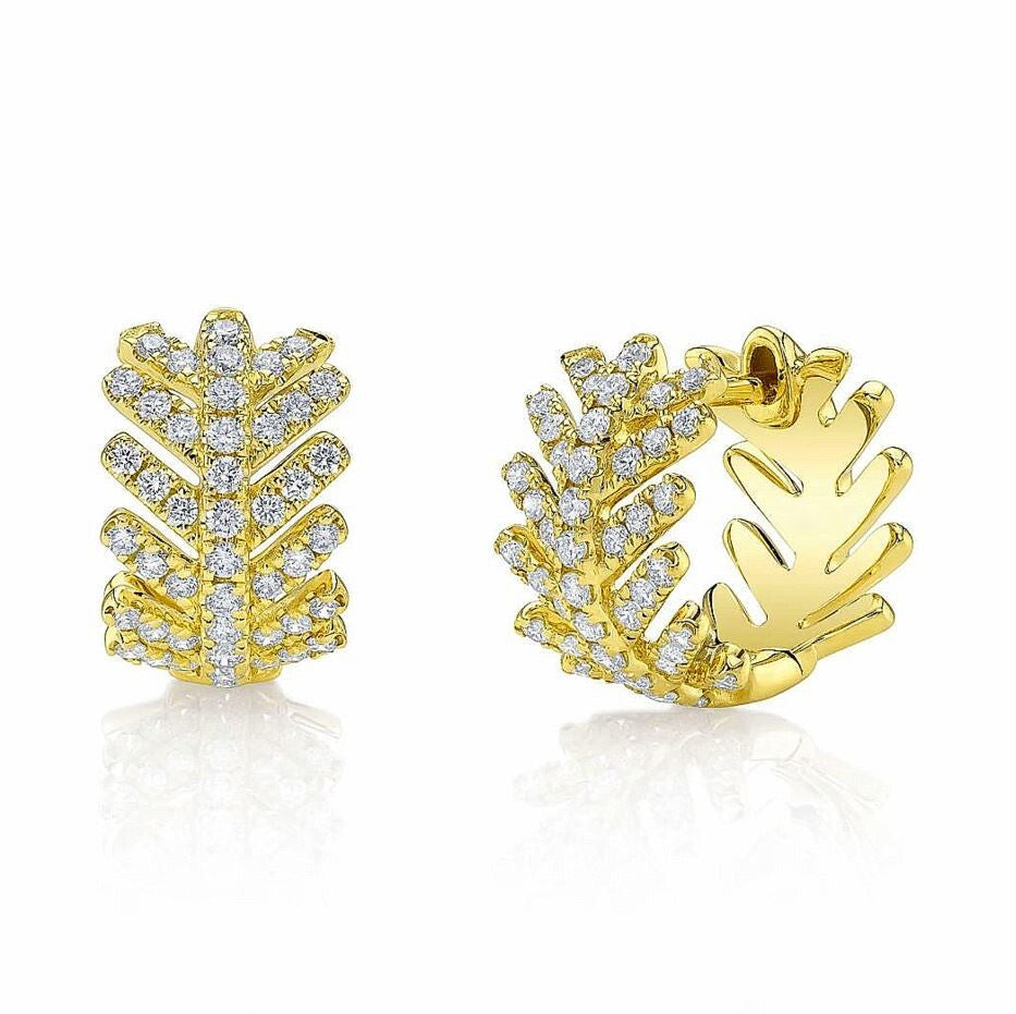 Diamond Leaf Huggie Earrings 14K White Gold Natural 0.62 CT Certified2