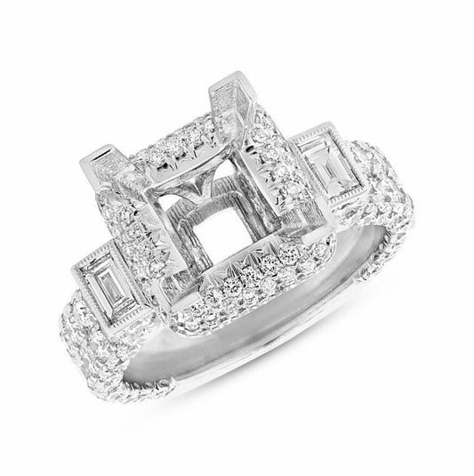 5.5 MM Princess Diamond Semi Mount Ring Setting 18K White Gold Engagement 2.30CT0
