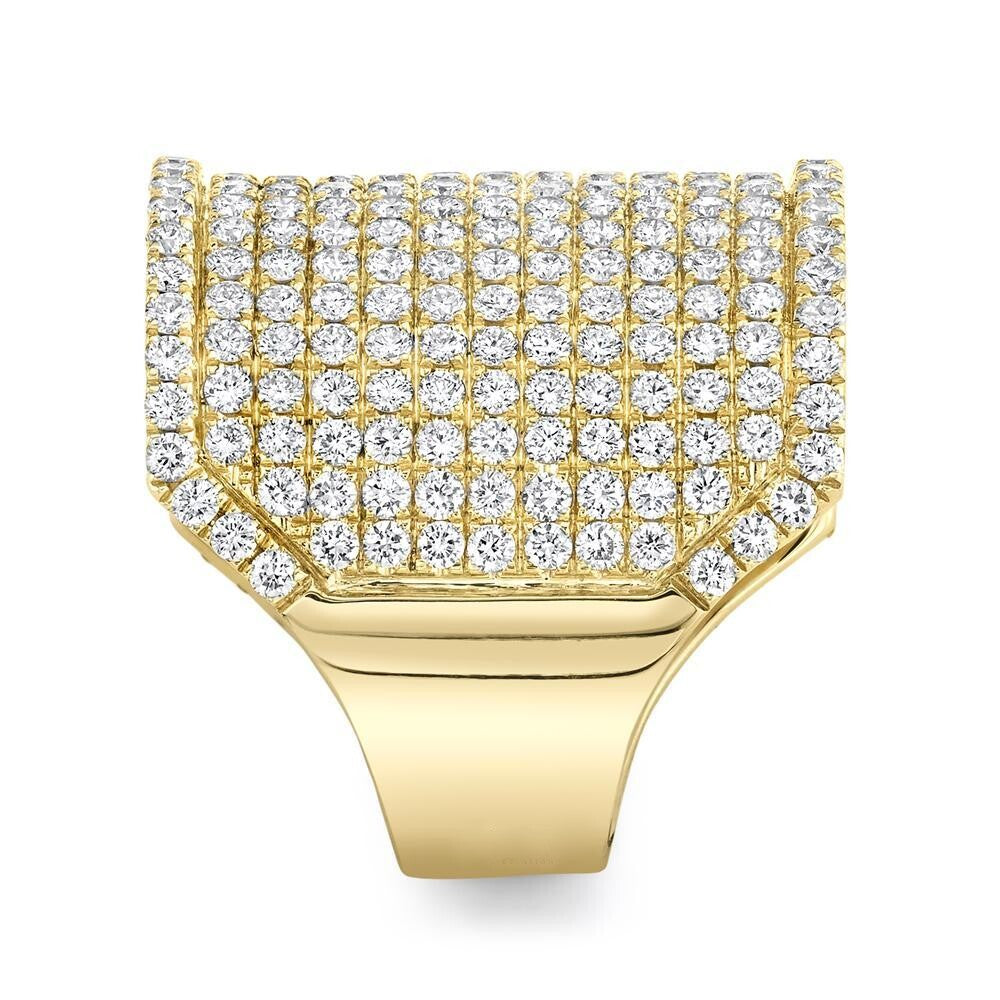 Wide Diamond Pave Ring 14K Yellow Gold Long Cocktail Dome 2.85CT Natural3