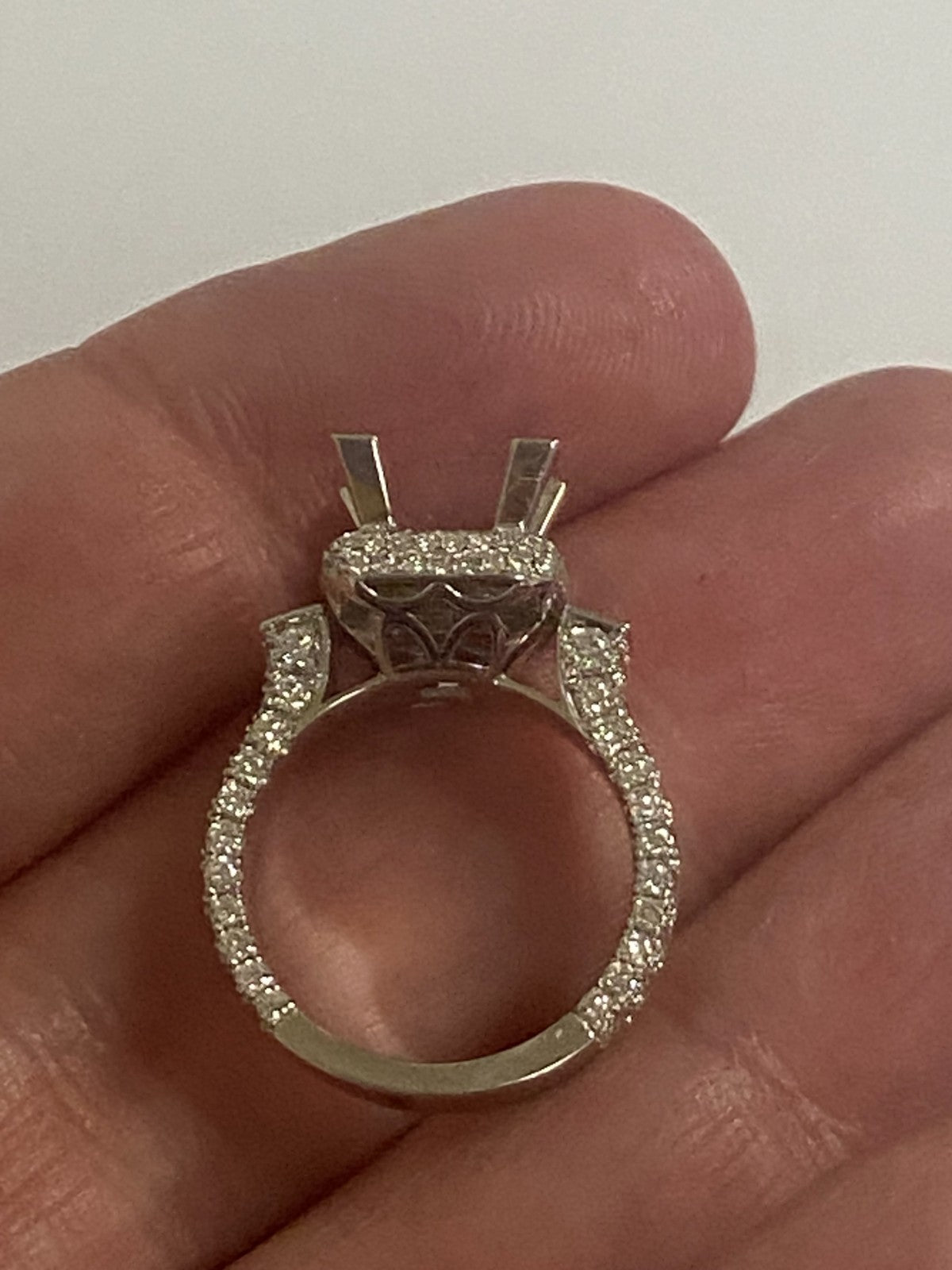 5.5 MM Princess Diamond Semi Mount Ring Setting 18K White Gold Engagement 2.30CT3