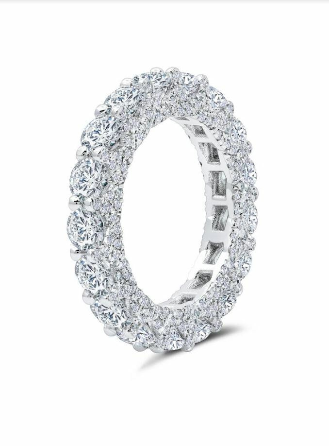 18K White Gold Diamond Eternity Ring Engagement Anniversary 5.29CT Natural0