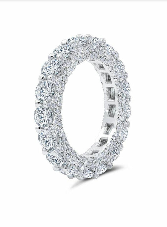 18K White Gold Diamond Eternity Ring Engagement Anniversary 5.29CT Natural0