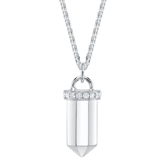 Diamond Pendulum Pendant Necklace 14K White Gold Natural 0.24 CT0