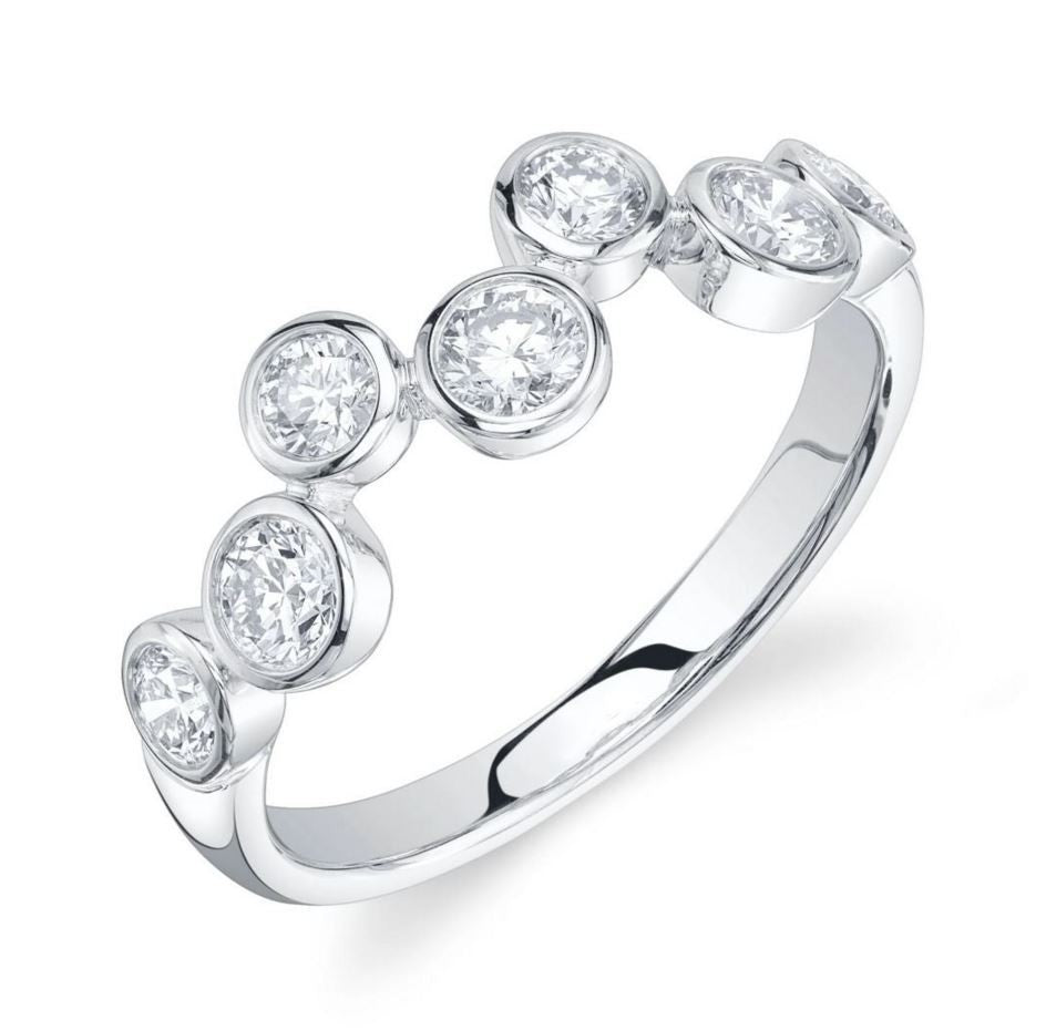 Diamond Bezel Set Scattered Ring Zig Zag Floating Band 0.76CT Natural Round Cut0
