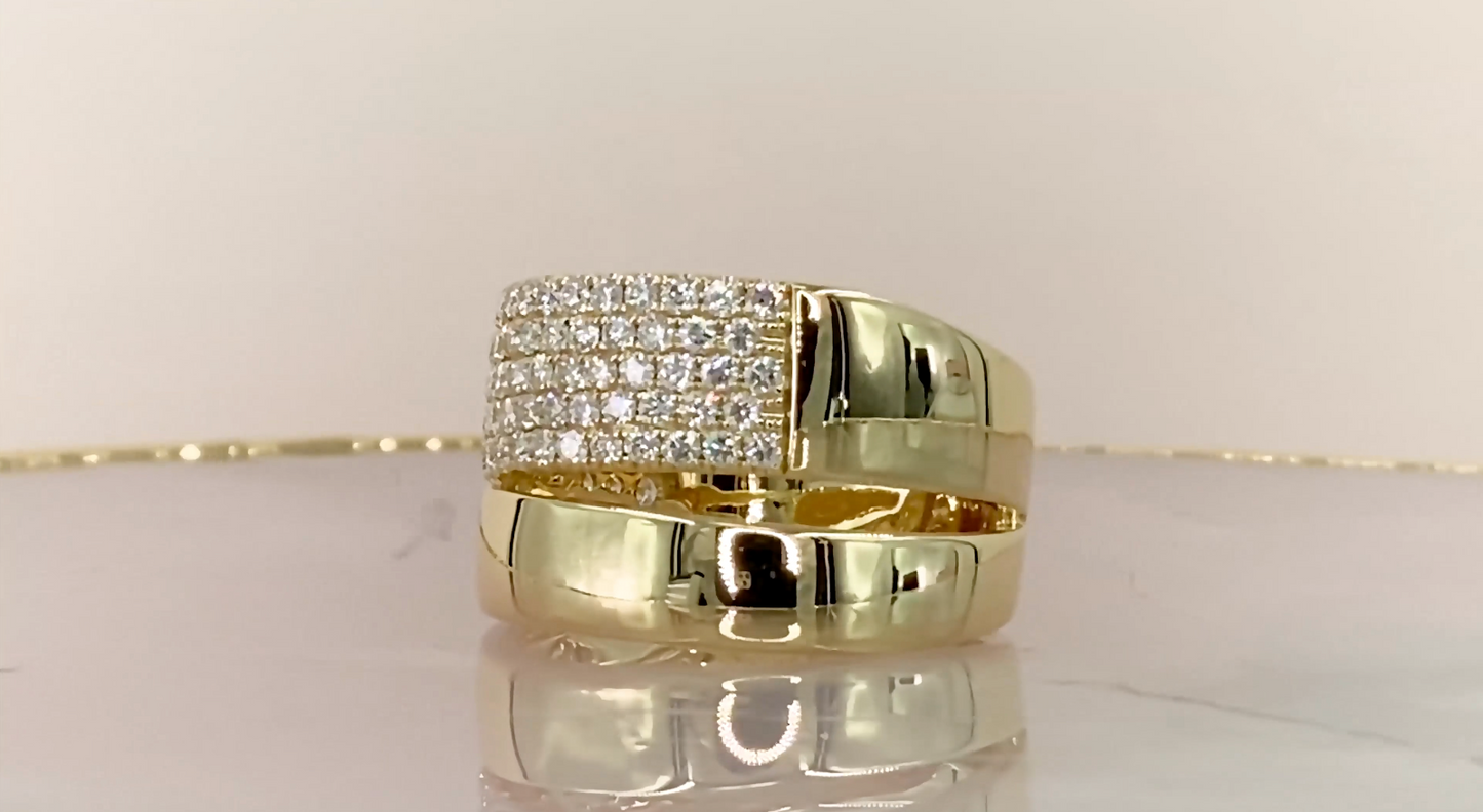 14K Rose Gold Diamond Pave Cocktail Ring Split Wide Statement 1.03CT Natural7