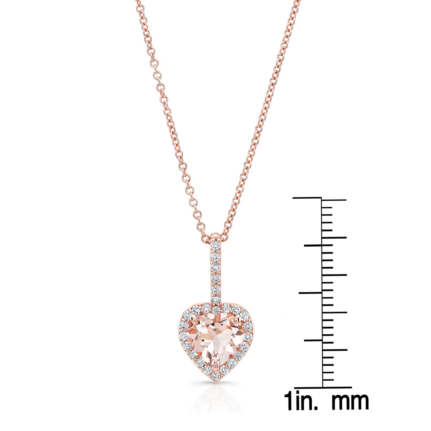Heart Morganite Diamond Pendant Necklace 14K Rose Gold 1.60 TCW Natural2