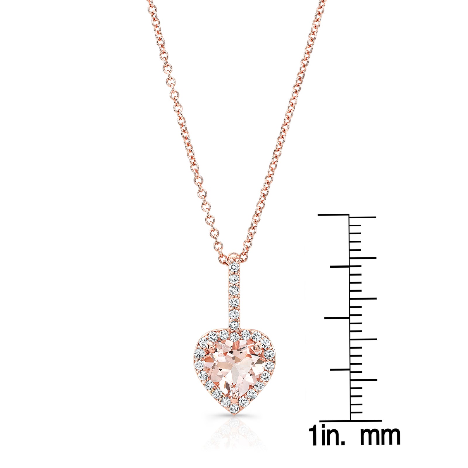 Heart Morganite Diamond Pendant Necklace 14K Rose Gold 1.60 TCW Natural2