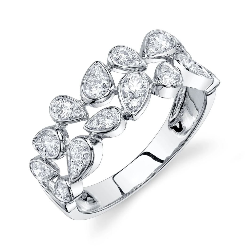 Diamond Pear Shape Ring 14K White Gold Natural 0.77CT Band Certified0