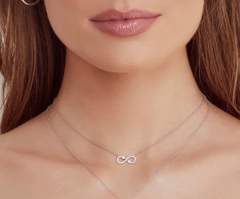 Infinity Diamond Necklace 14K Yellow Gold Pear Cut Natural Certified 0.22 CT1