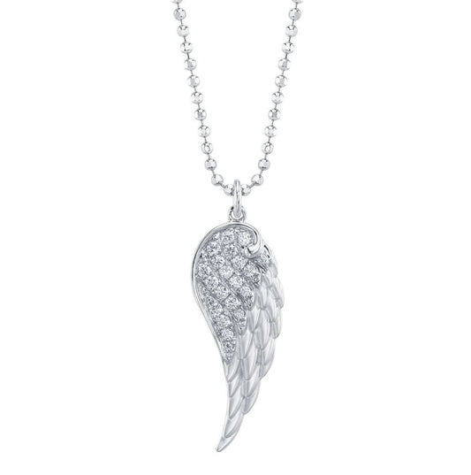 Diamond Angel Wing Cross Necklace 14K Gold Matte 0.20CT Yellow White or Rose0