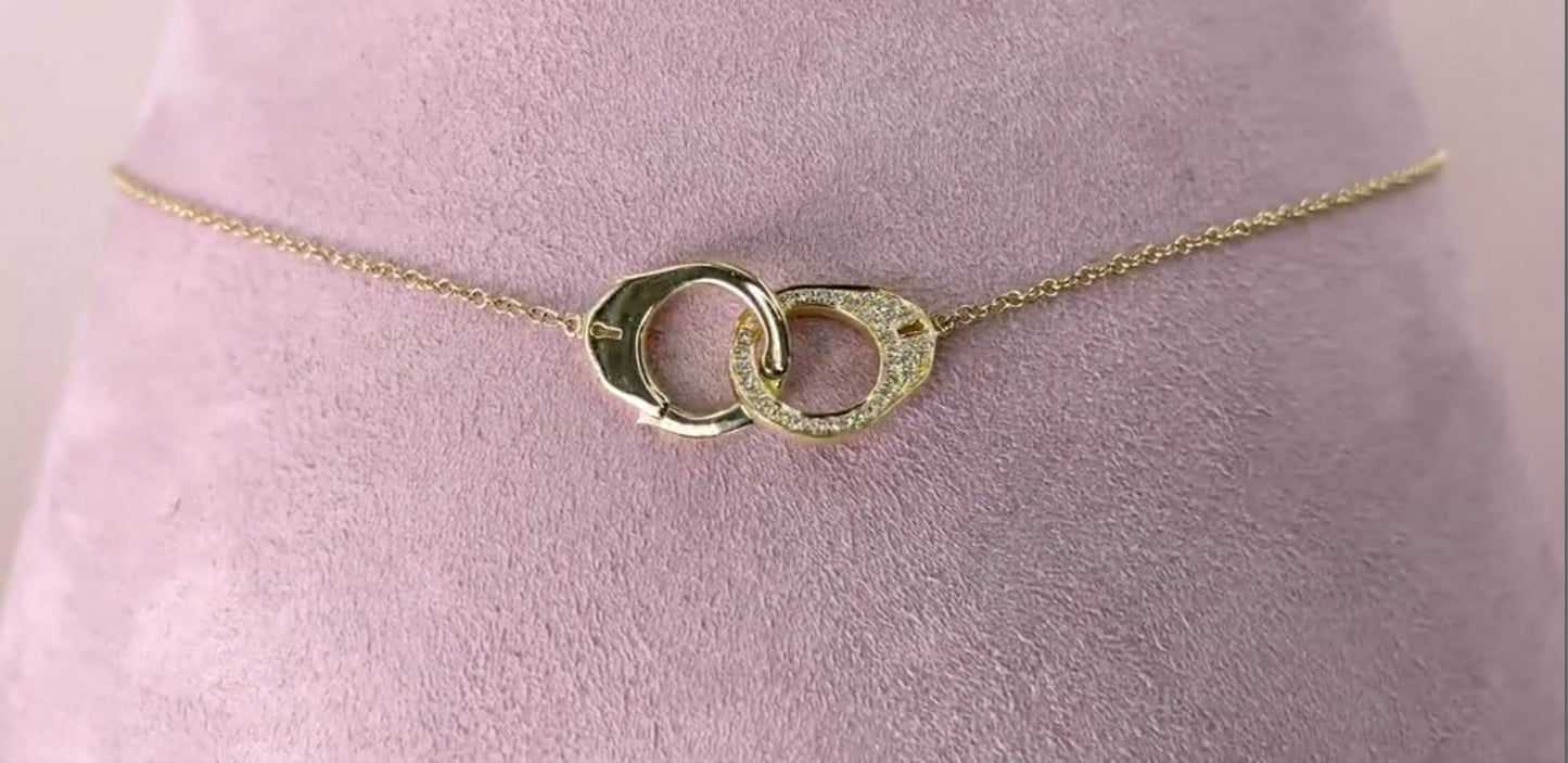 Diamond Handcuff Necklace 14K Rose Gold 0.08CT Round Cut Natural3