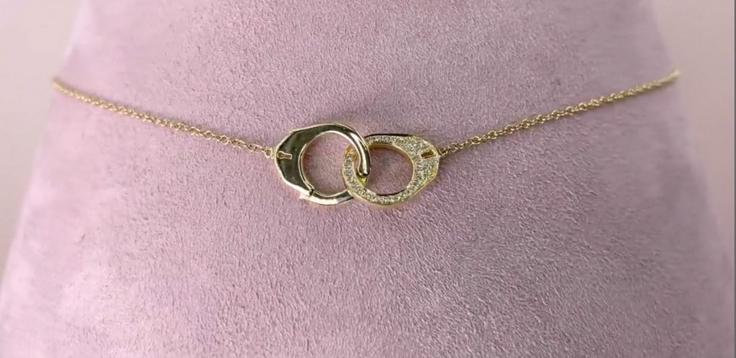 Diamond Handcuff Necklace 14K Rose Gold 0.08CT Round Cut Natural3
