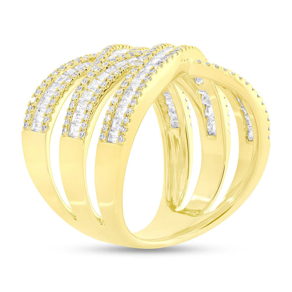 14K Rose Gold Diamond Crisscross Bridge X Ring Crossover Natural 2.12CT3