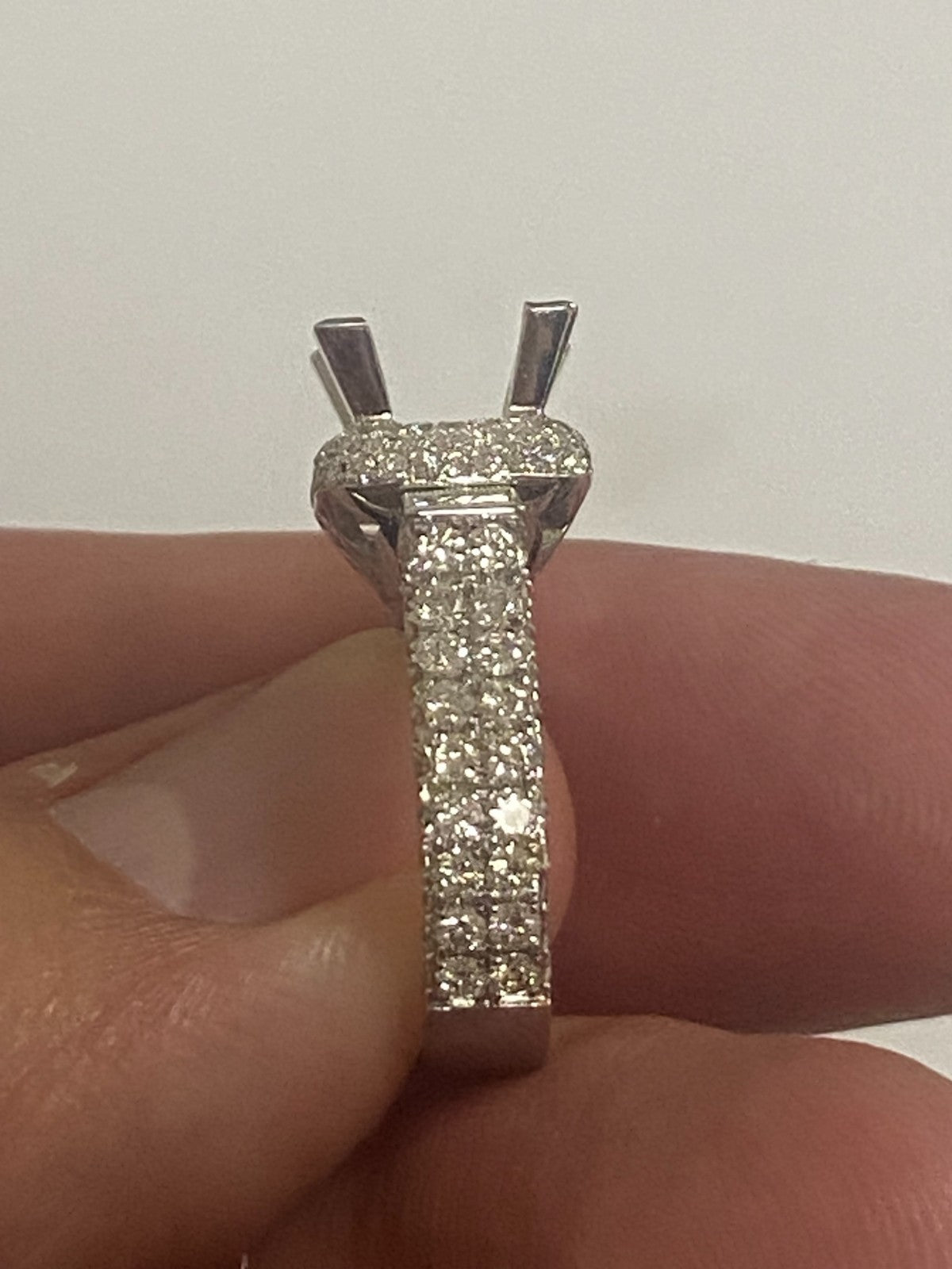 5.5 MM Princess Diamond Semi Mount Ring Setting 18K White Gold Engagement 2.30CT4