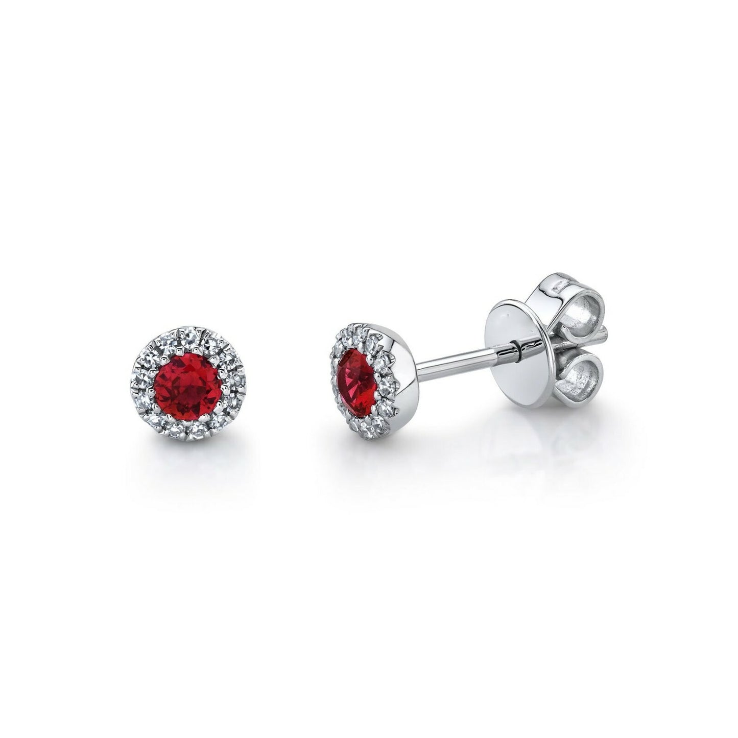 14K Rose Gold Ruby Diamond Stud Earrings Natural Round Halo Solitaire 0.36TCW2