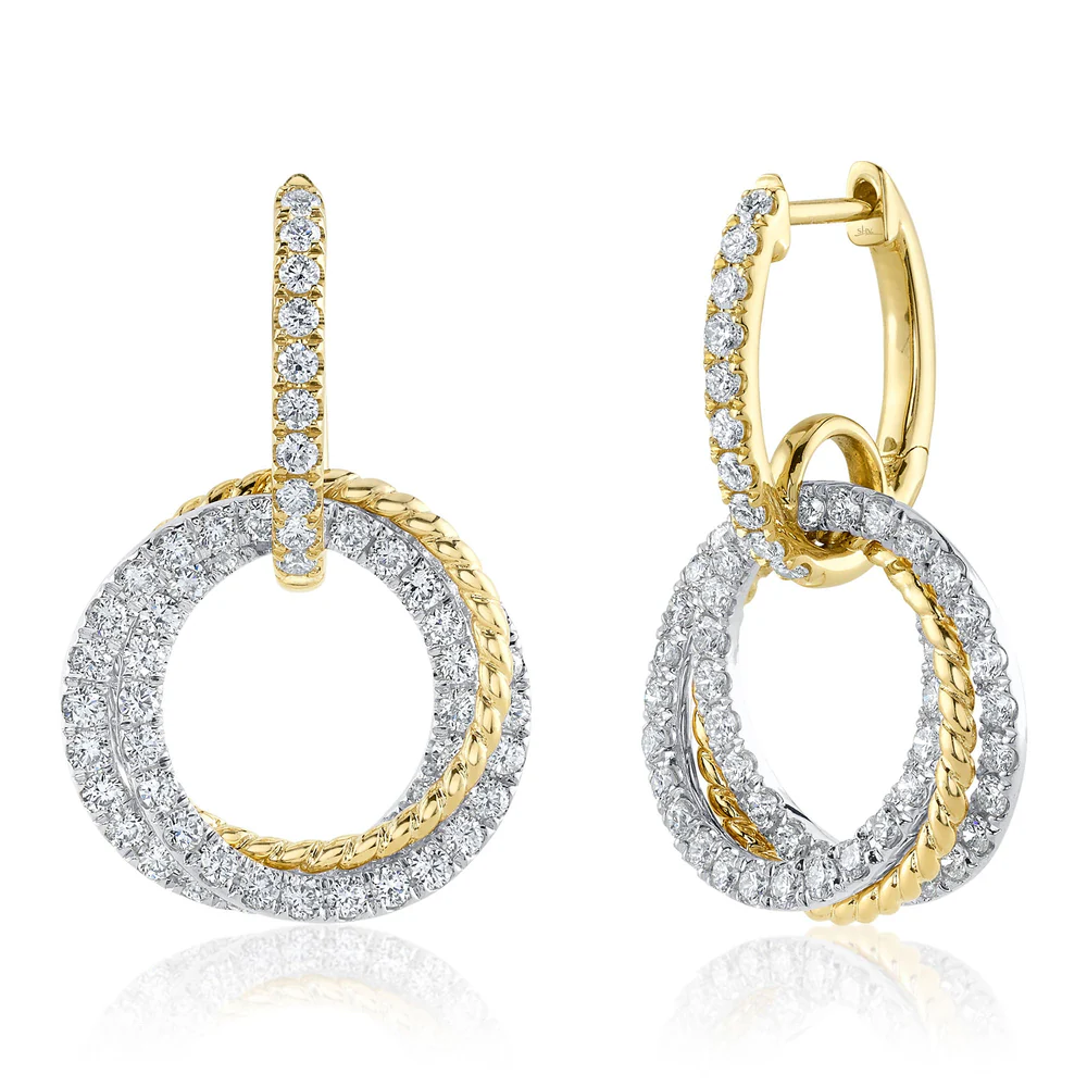 Diamond Circle Earrings 14K White Yellow Gold Dangle Drop 2.32CT Natural Round0