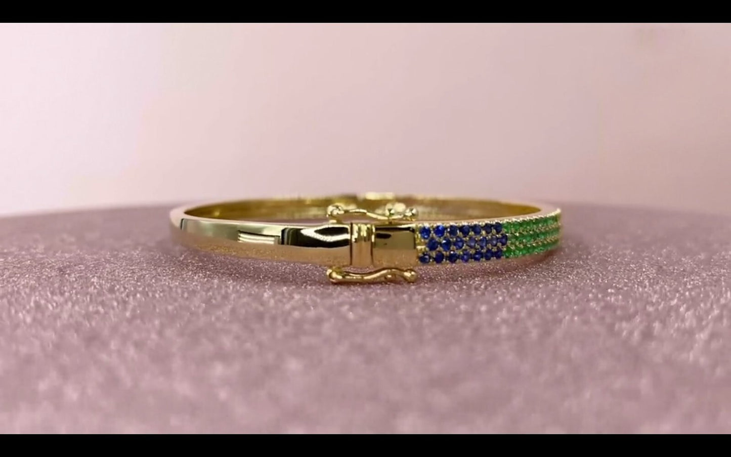 14K Gold Multi Color Gemstone Rainbow Bangle Bracelet Natural 1.55 CT Round1