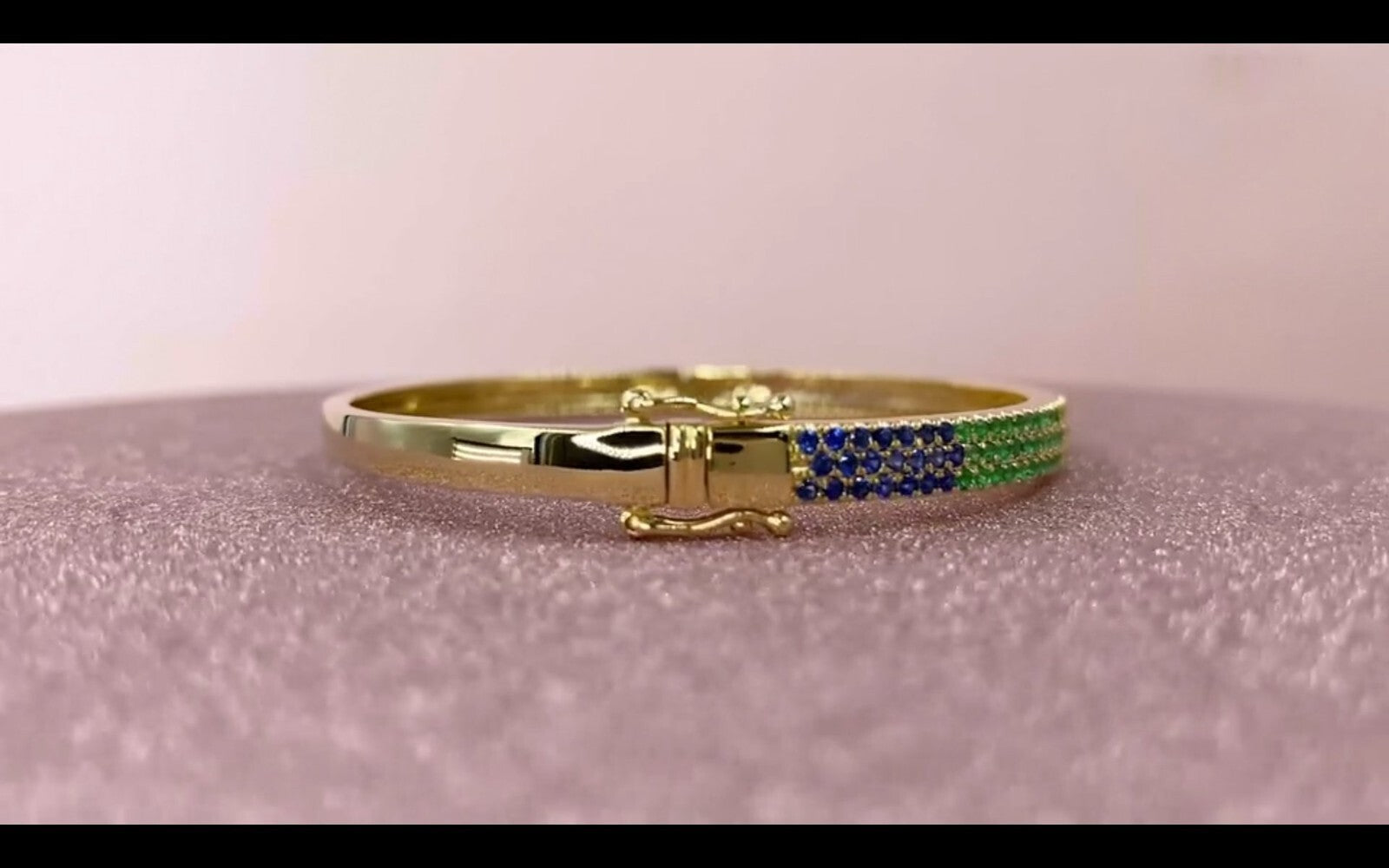 14K Gold Multi Color Gemstone Rainbow Bangle Bracelet Natural 1.55 CT Round1