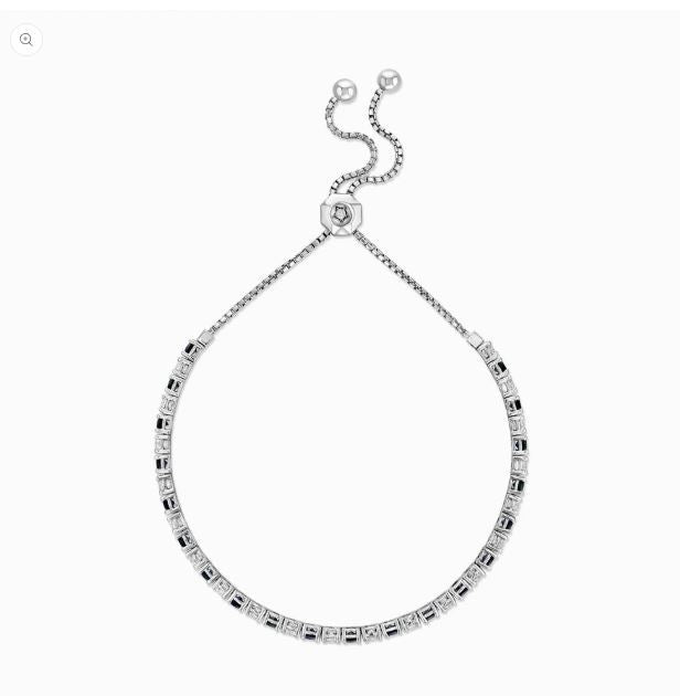 Sapphire Diamond Bolo Tennis Bracelet 14K White Gold 4.21 CTW Certified Natural1