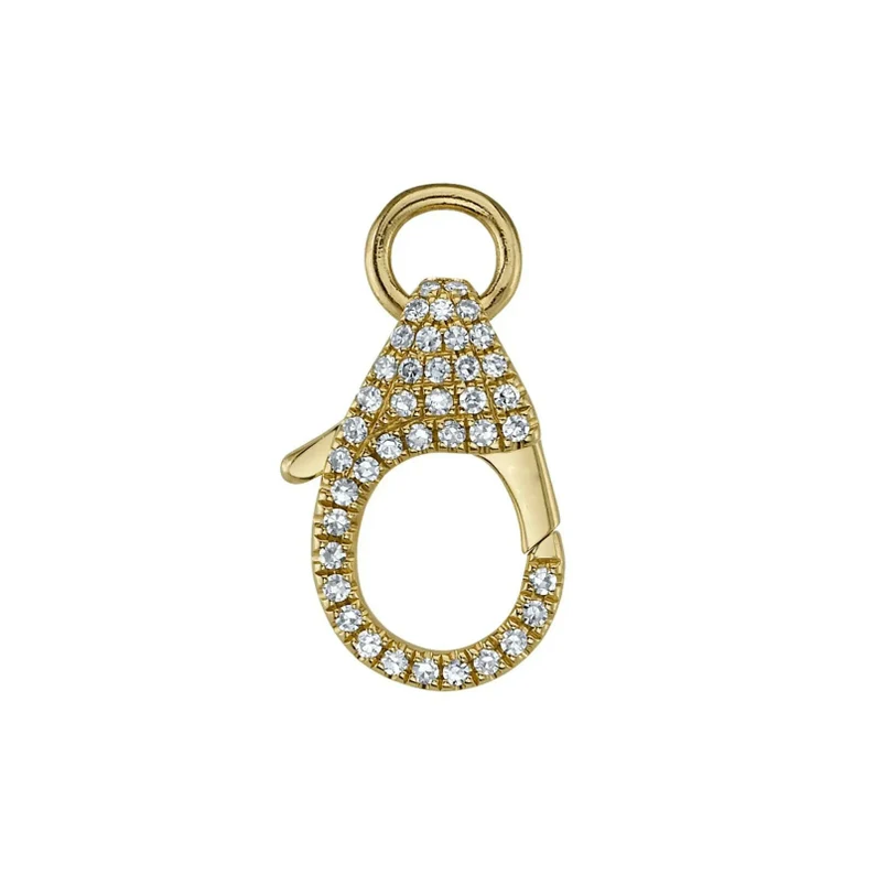 14K Gold Diamond Lobster Clasp Lock Accessory Findings Natural 0.18CT Round Cut0