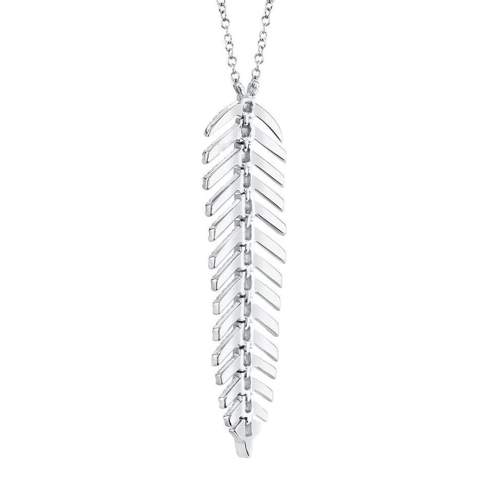 Diamond Feather Necklace 14K White Gold Pendant Certified Natural 0.28 CT4