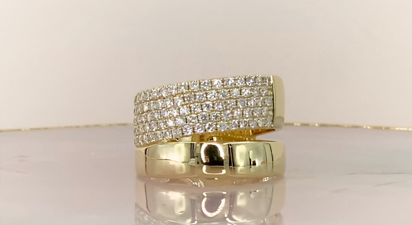 14K Rose Gold Diamond Pave Cocktail Ring Split Wide Statement 1.03CT Natural4