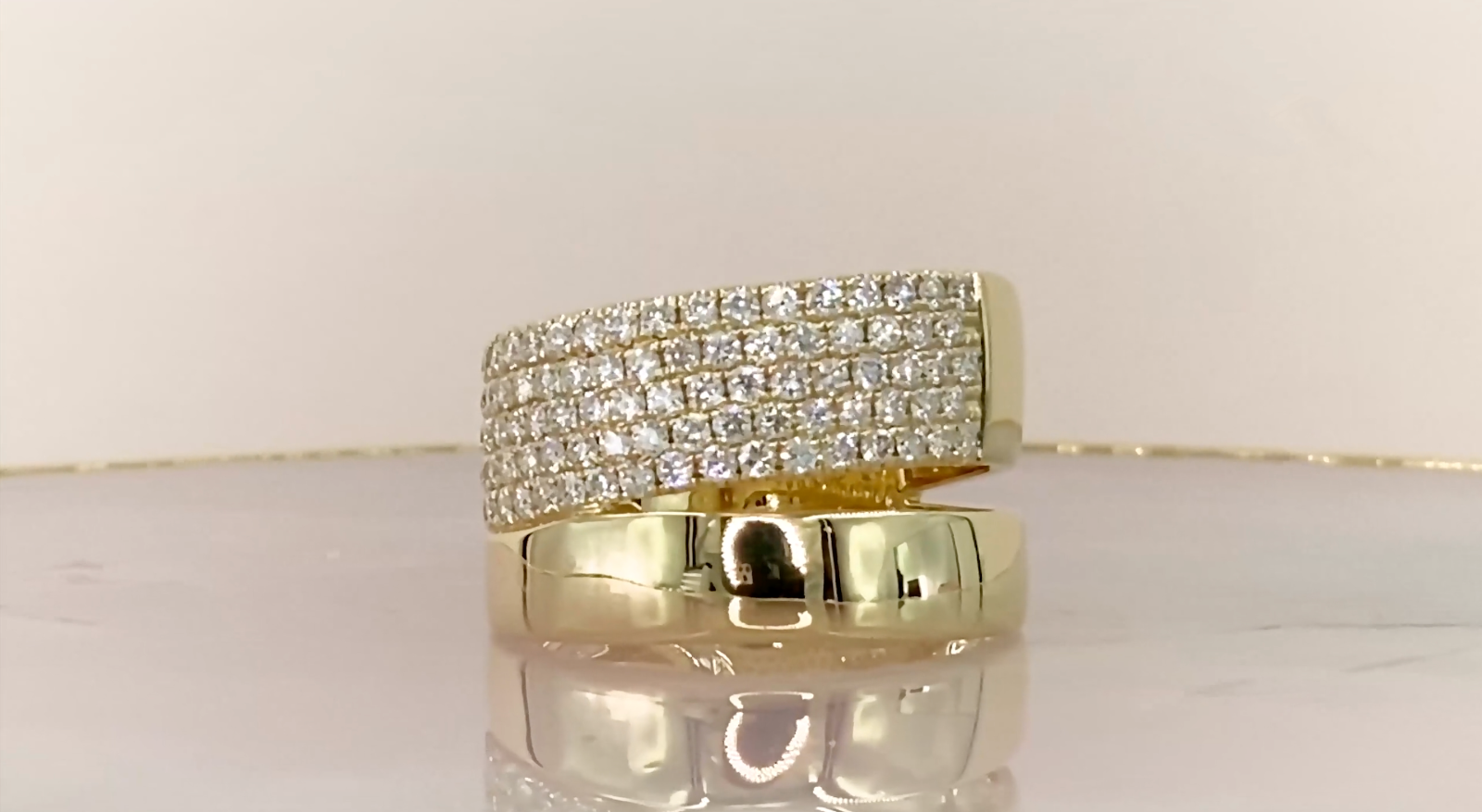 14K Rose Gold Diamond Pave Cocktail Ring Split Wide Statement 1.03CT Natural4