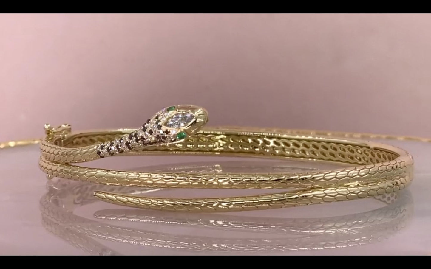 14K Yellow Gold Diamond Snake Bangle Bracelet 0.31 CTW Natural2