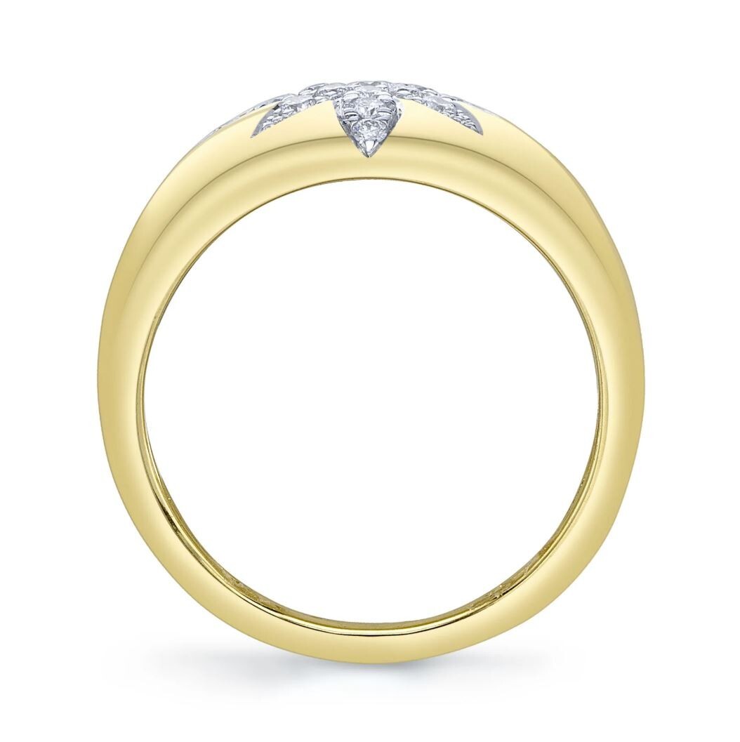 Star Diamond Ring 14K Yellow Gold Starburst Cocktail Statement 0.32CT Size 64