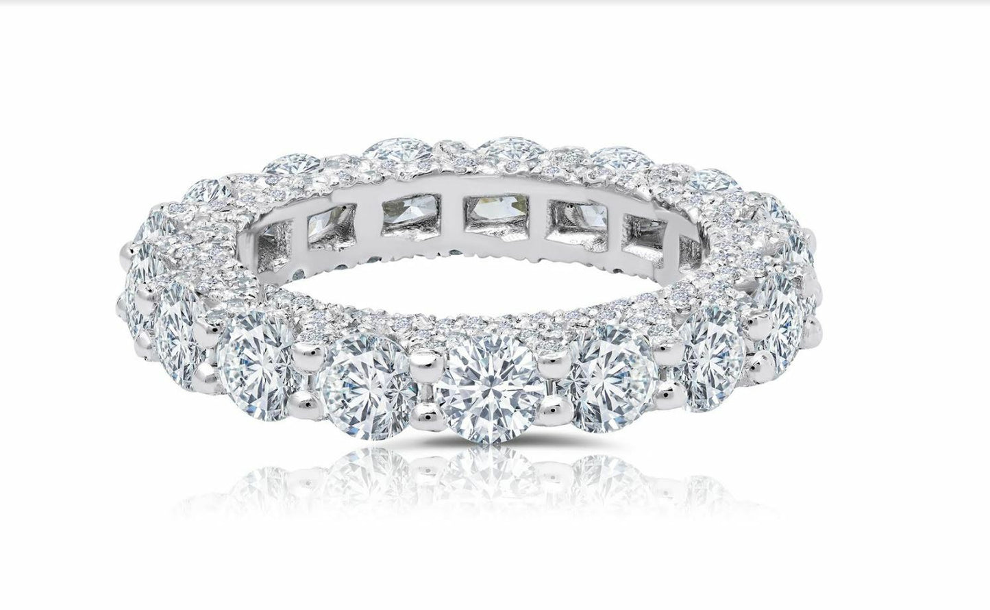 18K White Gold Diamond Eternity Ring Engagement Anniversary 5.29CT Natural3