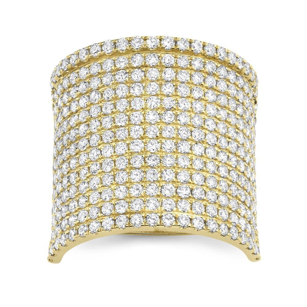 Wide Diamond Pave Ring 14K Yellow Gold Long Cocktail Dome 2.85CT Natural2