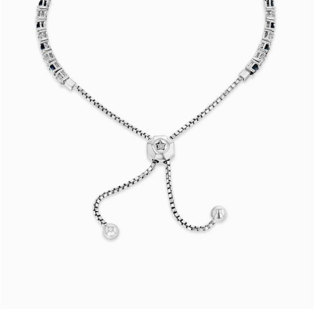 Sapphire Diamond Bolo Tennis Bracelet 14K White Gold 4.21 CTW Certified Natural2