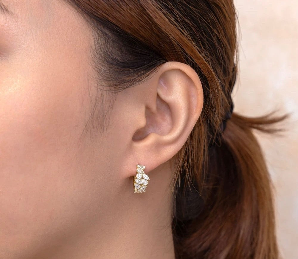 Marquise Pear Diamond Icy Hoop Earrings 14K White Gold 1.85CT Natural Certified1
