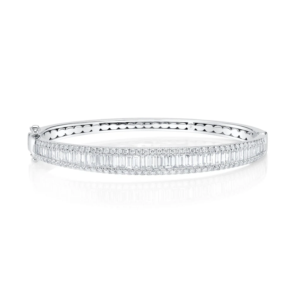 Baguette Diamond Bangle Bracelet 14K Yellow Gold 2.85CT Natural Certified3