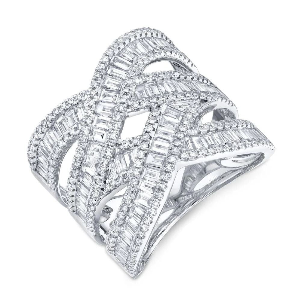 14K Rose Gold Diamond Crisscross Bridge X Ring Crossover Natural 2.12CT1