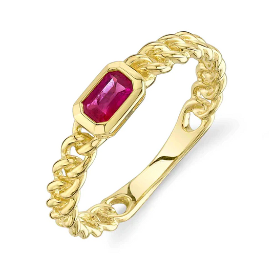 14K Gold Ruby Link Ring