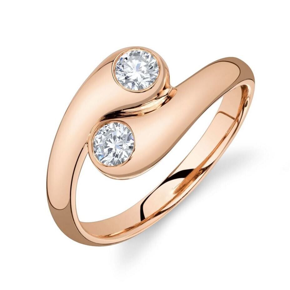 14K Yellow Gold 0.37CT Diamond Yin Yang Wrap Ring
