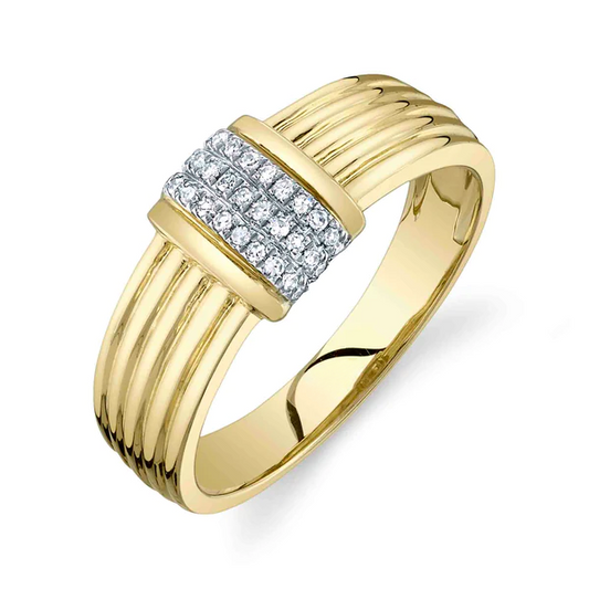 14K Gold Diamond Rectangle Cocktail Ring