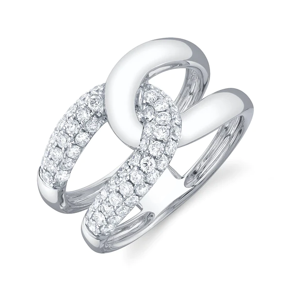 14K Gold Diamond Knot Link Ring