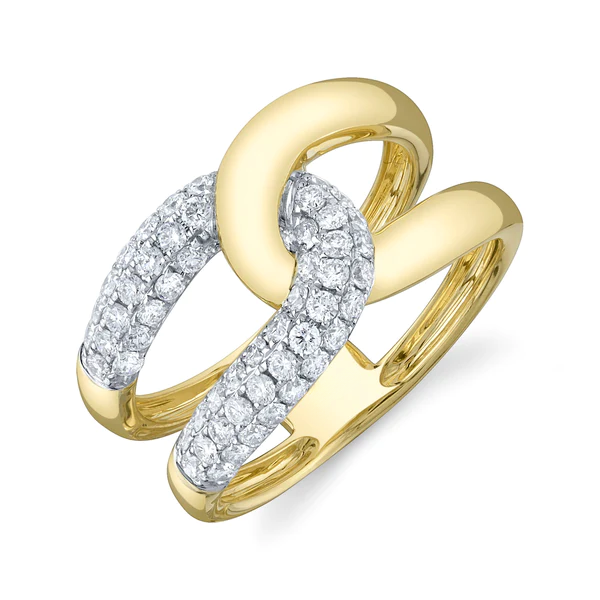 14K Gold Diamond Knot Link Ring